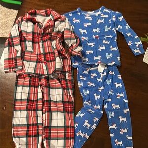 Plaid and Dog Print Kids Pajamas Set